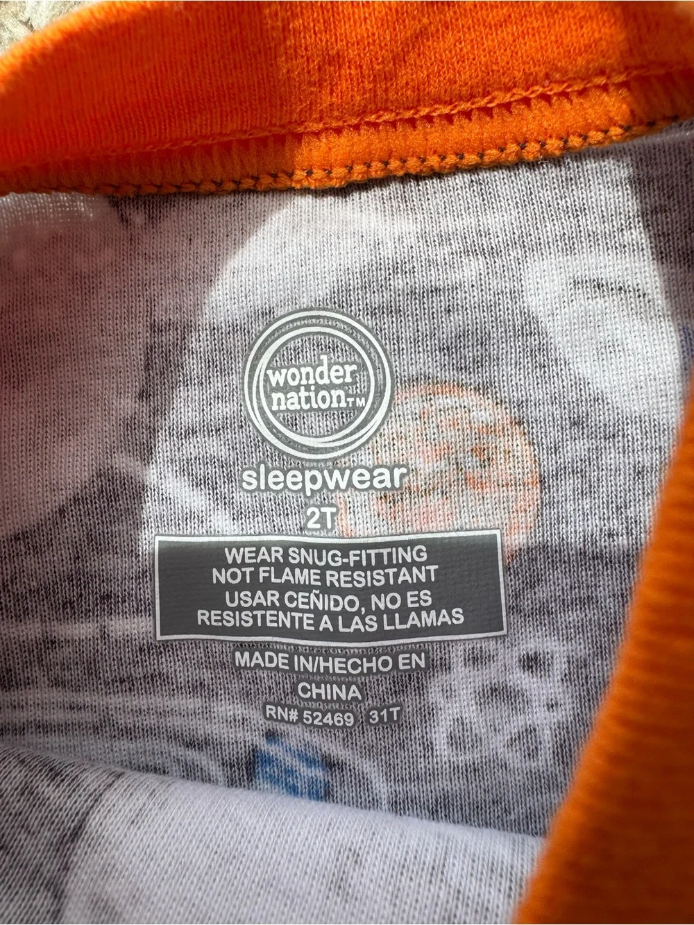 Wonder Nation Space Shuttle Pajama Set 2T NWT 100% Cotton Gray Orange Boys